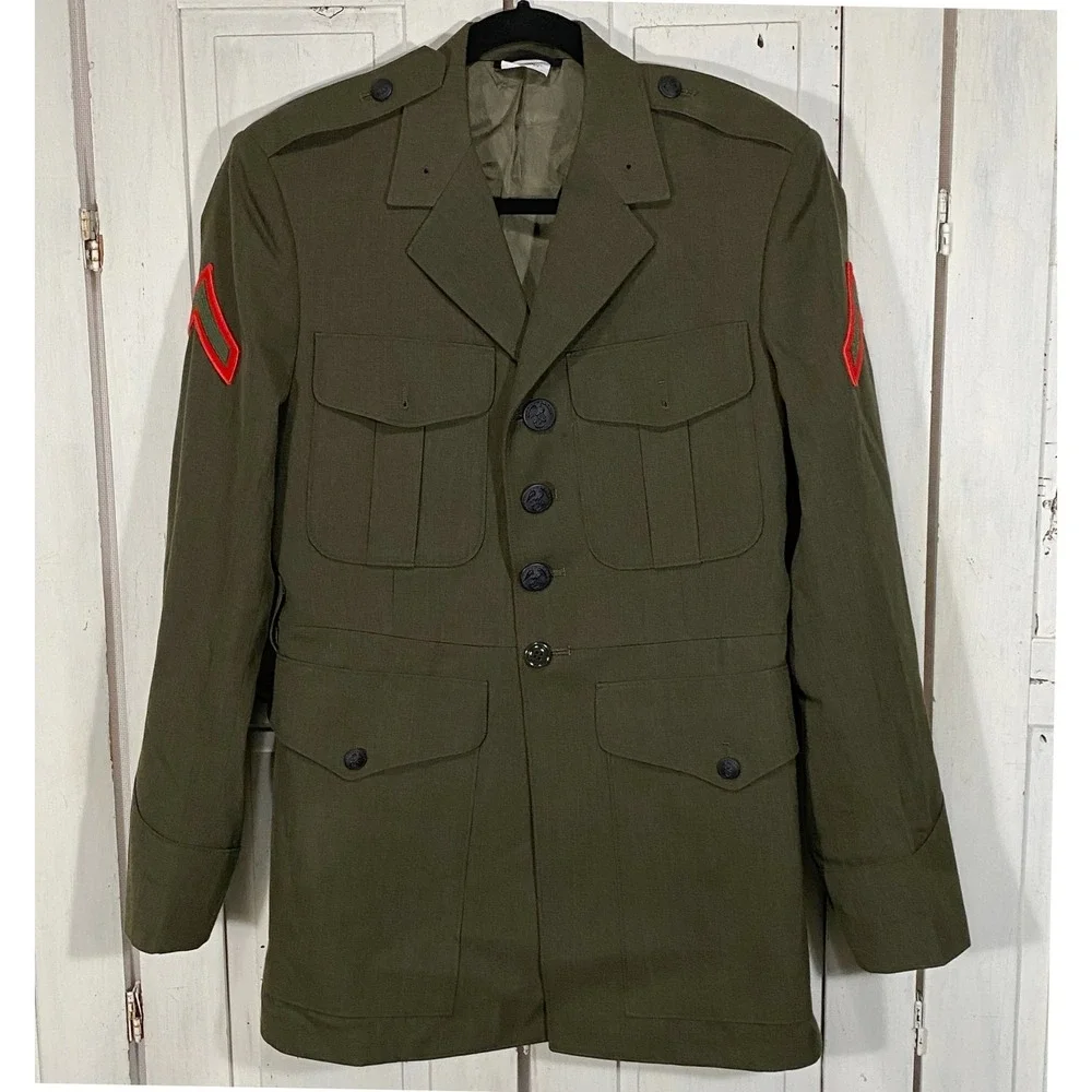 USMC Marine Corps Service Alpha Uniform Coat Olive Green Wool 39R Crown Clothing